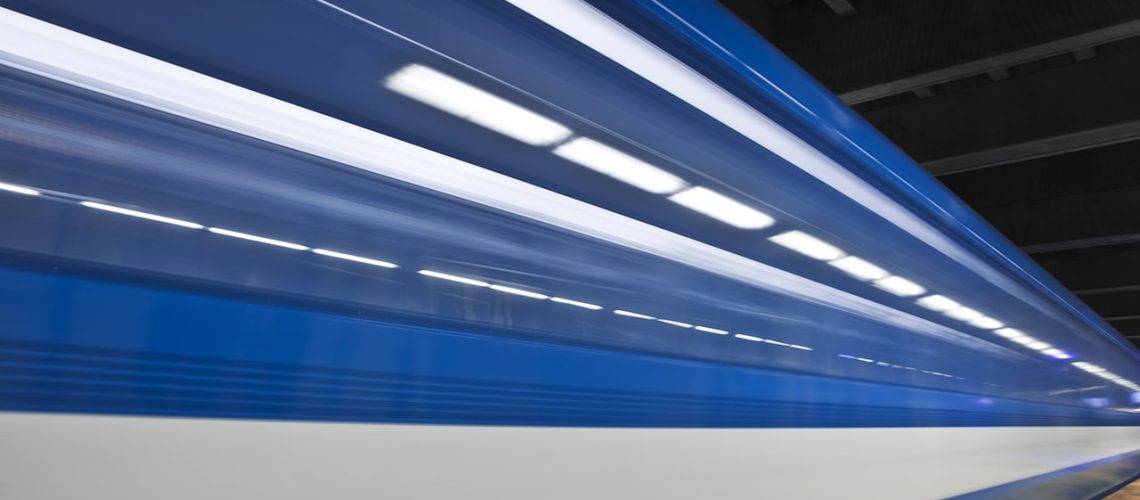 Just a close shot and almost abstract of a metro passing by. Long exposure and no people in the shot. This image create some nice white stripes !